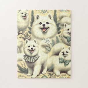 Retro American Eskimo Illustration Puzzle