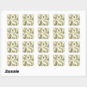 Retro American Eskimo Illustration Quadratischer Aufkleber (Blatt)
