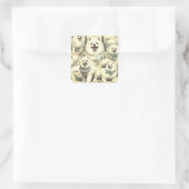 Retro American Eskimo Illustration Quadratischer Aufkleber (Tasche)