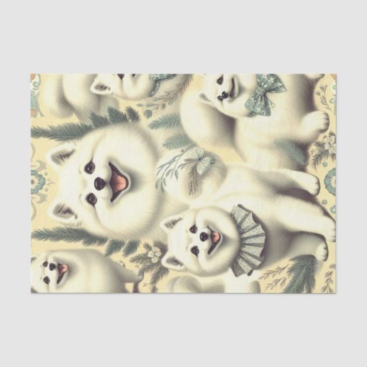 Retro American Eskimo Illustration Seidenpapier (Vorderseite)