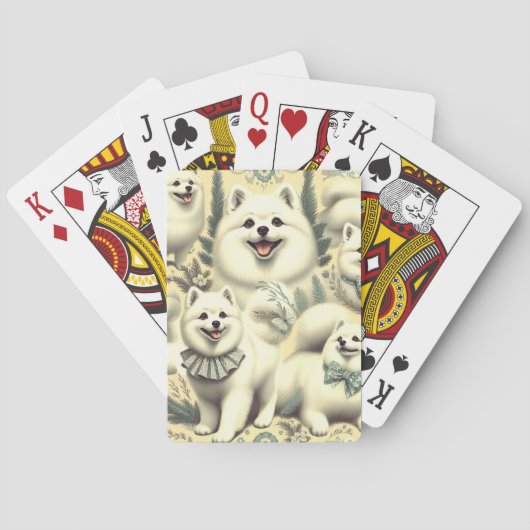 Retro American Eskimo Illustration Spielkarten (Rückseite)