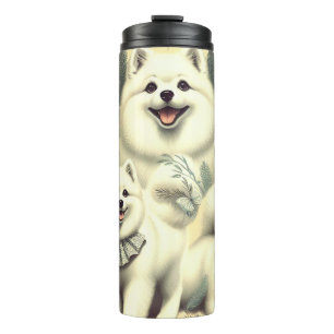 Retro American Eskimo Illustration Thermosbecher