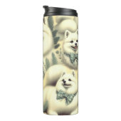 Retro American Eskimo Illustration Thermosbecher (Nach rechts gedreht)