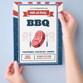 Retro American Flag, 4. Juli GRILLEN Party Flyer (Hand)