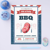 Retro American Flag, 4. Juli GRILLEN Party Flyer (Einzeln)
