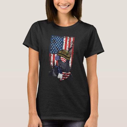 Retro American Flag 4th of July Great Dane Veteran T-Shirt (Vorderseite)