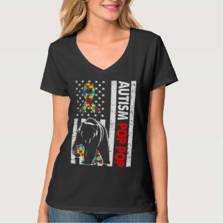 Retro American Flag Autism Pop Pop Bärenkenntnis T-Shirt