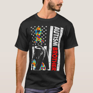 Retro American Flag Autismus Brother Bären Bewusst T-Shirt