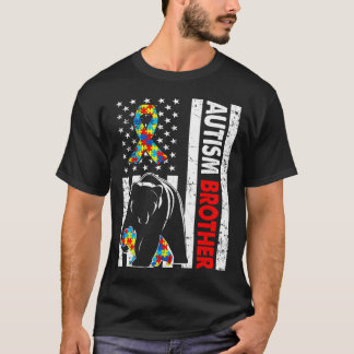 Retro American Flag Autismus Brother Bären Bewusst T-Shirt