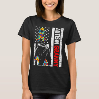 Retro American Flag Autismus Granny Bären Bewussts T-Shirt