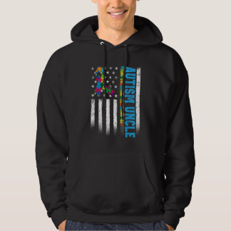 Retro American Flag Autismus Onkel Awareness Hoodie