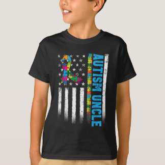 Retro American Flag Autismus Onkel Awareness T-Shirt