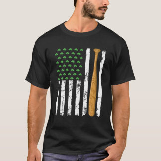 Retro American Flag Baseball Sport St Patrick's D T-Shirt