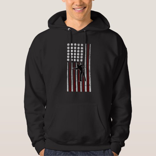 Retro American Flag Billiard Shooting Sticks und B Hoodie (Vorderseite)