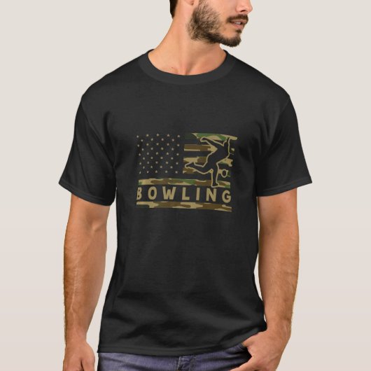 Retro American Flag Bowling Bowling Player Bowler  T-Shirt (Vorderseite)