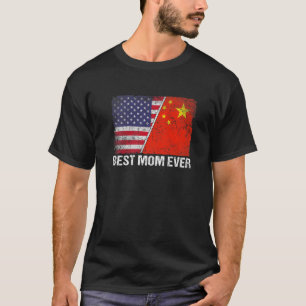Retro American Flag China Flag Beste Mama je Famil T-Shirt