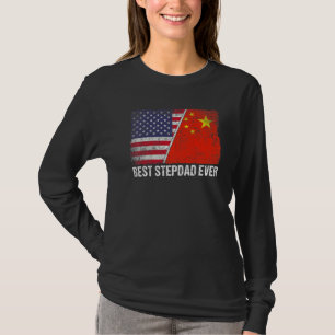 Retro American Flag China Flag Beste Stepdad je F T-Shirt