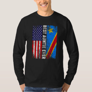 Retro American Flag Congo Flag Beste Tante je Fahn T-Shirt