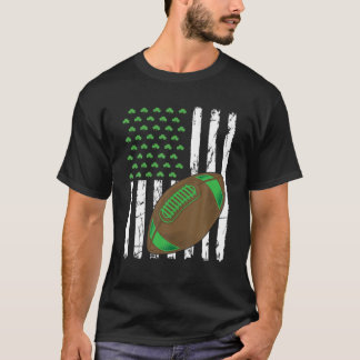 Retro American Flag Football Sport St. Patrick's D T-Shirt