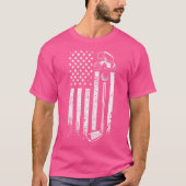 Retro American Flag Golf - Geschenk für Golfer - F T-Shirt (Vorderseite)