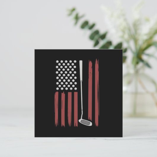 Retro American Flag Golf Golfer Funny Golf Club Einladung (Stehend Vorderseite)