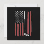 Retro American Flag Golf Golfer Funny Golf Club Einladung (Vorderseite)