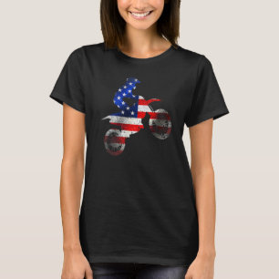 Retro American Flag Motocross Player Patriotic 4. T-Shirt