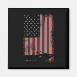 Retro American Flag Motor Bootgeschenk für Boater Magnet