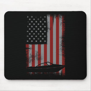 Retro American Flag Motor Bootgeschenk für Boater Mousepad
