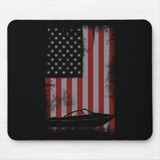 Retro American Flag Motor Bootgeschenk für Boater Mousepad (Vorne)