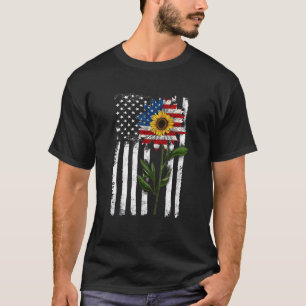 Retro American Flag Sonnenblume Tribut an Veteran T-Shirt