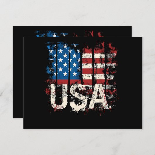 Retro American Flag USA 4. Juli Begleitkarte (Vorne/Hinten)