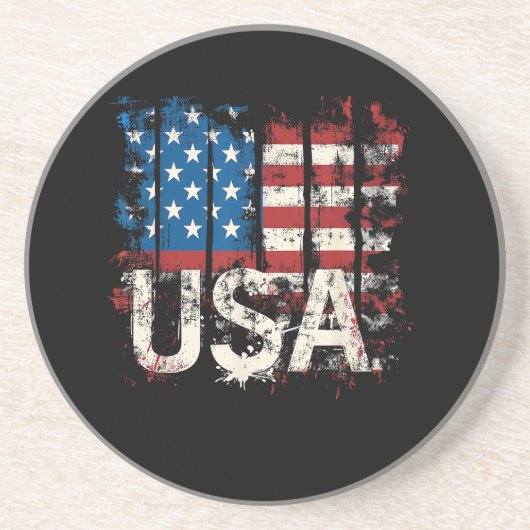 Retro American Flag USA 4. Juli Getränkeuntersetzer (Vorne)