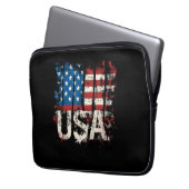 Retro American Flag USA 4. Juli Laptopschutzhülle (Vorderseite Links)