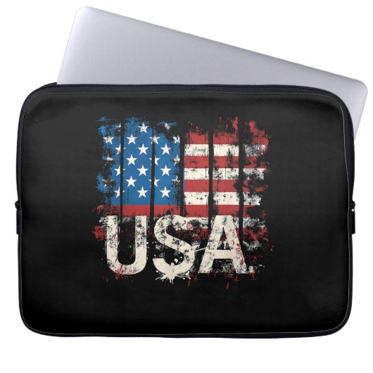 Retro American Flag USA 4. Juli Laptopschutzhülle (Vorderseite)