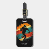 Retro American Football Player Gepäckanhänger (Vorderseite vertikal)