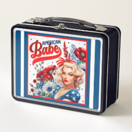Retro American Pinup_ American Babe Metall Brotdose