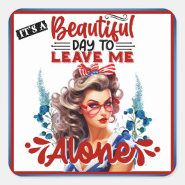 Retro American Pinup_ Es ist ein schöner Tag Quadratischer Aufkleber