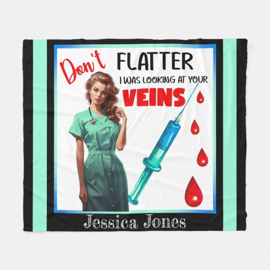 Retro American Pinup_ Flatter nicht selbst Fleecedecke (Vorderseite (Horizontal))