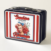 Retro American Pinup_ Sunshine Mixed Metall Brotdose (Rückseite)