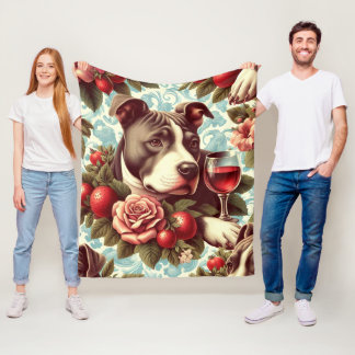 Retro American Pit Bull Terrier Illustration Fleecedecke