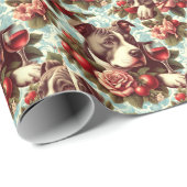 Retro American Pit Bull Terrier Illustration Geschenkpapier (Rolleneckpunkt)