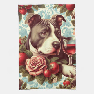 Retro American Pit Bull Terrier Illustration Geschirrtuch