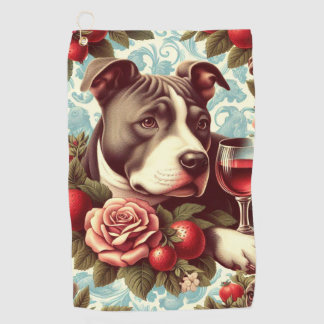 Retro American Pit Bull Terrier Illustration Golfhandtuch
