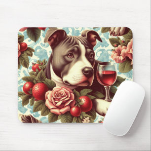 Retro American Pit Bull Terrier Illustration Mousepad