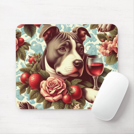 Retro American Pit Bull Terrier Illustration Mousepad (Mit Mouse)