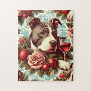 Retro American Pit Bull Terrier Illustration Puzzle