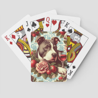 Retro American Pit Bull Terrier Illustration Spielkarten