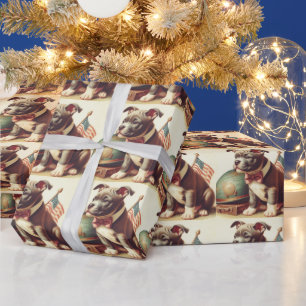 Retro American Pit Bull Terrier Painting Geschenkpapier