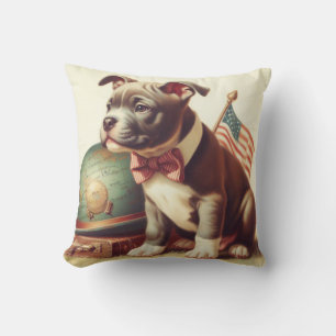 Retro American Pit Bull Terrier Painting Kissen
